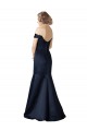 Long Cap Sleeves Satin Dark Navy Mermaid Prom Dress / Bridesmaid Dress Colchester