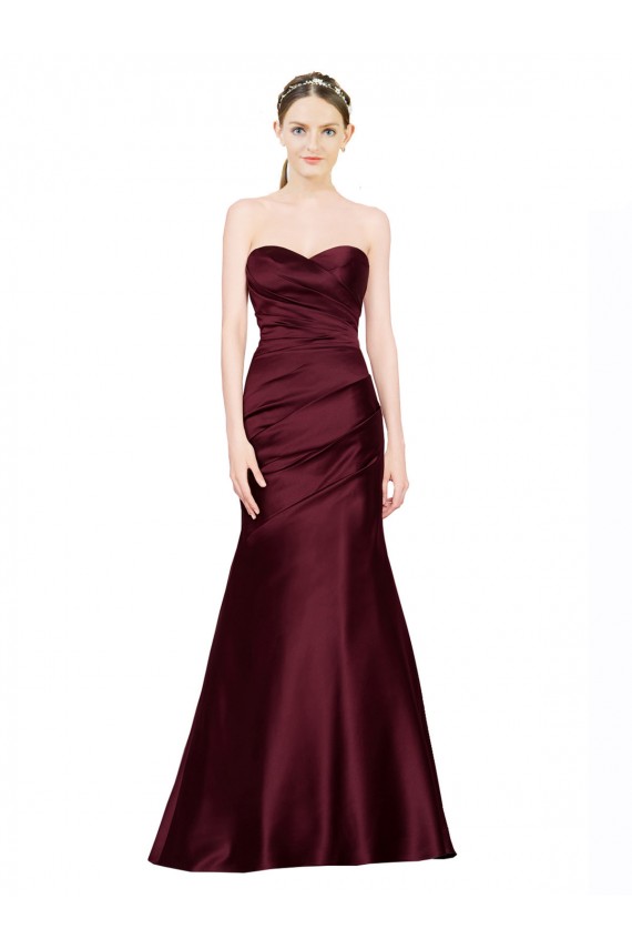 Long Sleeveless Satin Burgundy Mermaid Formal Evening Gown / Prom Dress / Bridesmaid Dress Colchester