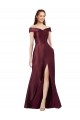 Long Cap Sleeves Satin Burgundy Gold A-Line Black Tie Evening Gown / Prom Dress / Bridesmaid Dress Colchester
