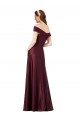 Long Cap Sleeves Satin Burgundy Gold A-Line Black Tie Evening Gown / Prom Dress / Bridesmaid Dress Colchester