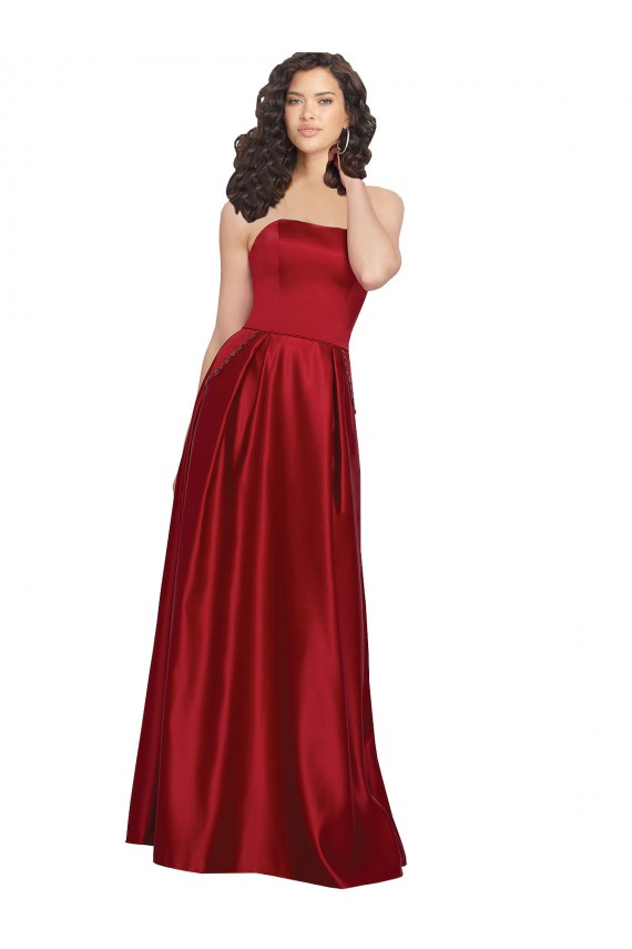Long Sleeveless Satin Dark Red A-Line Prom Dress / Bridesmaid Dress Colchester