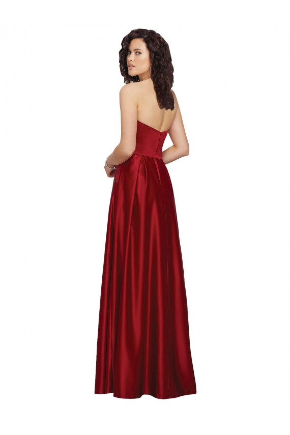 Long Sleeveless Satin Dark Red A-Line Prom Dress / Bridesmaid Dress Colchester