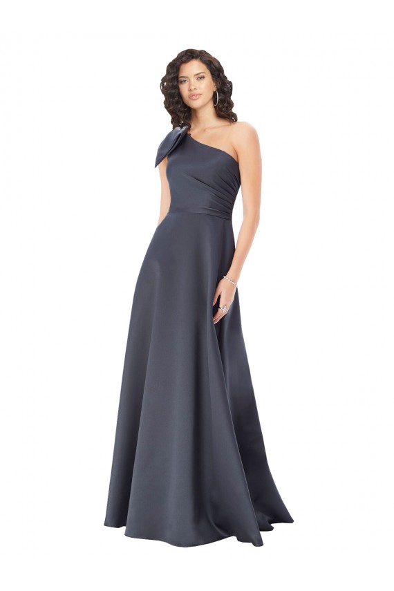 Long Sleeveless Satin Slate Grey A-Line Formal Evening Gown / Prom Dress / Bridesmaid Dress Colchester