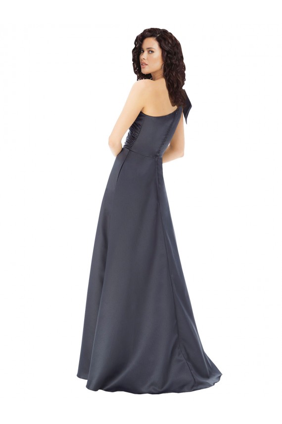 Long Sleeveless Satin Slate Grey A-Line Formal Evening Gown / Prom Dress / Bridesmaid Dress Colchester