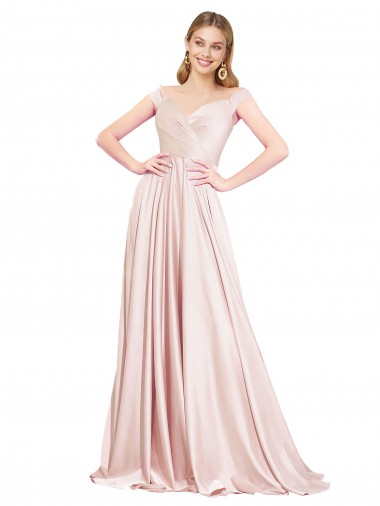 Long Sleeveless Satin Pink A-Line Formal Evening Gown / Prom Dress / Bridesmaid Dress Colchester