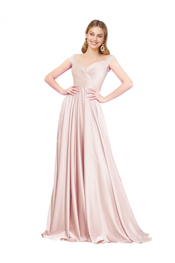 Long Sleeveless Satin Pink A-Line Formal Evening Gown / Prom Dress / Bridesmaid Dress Colchester