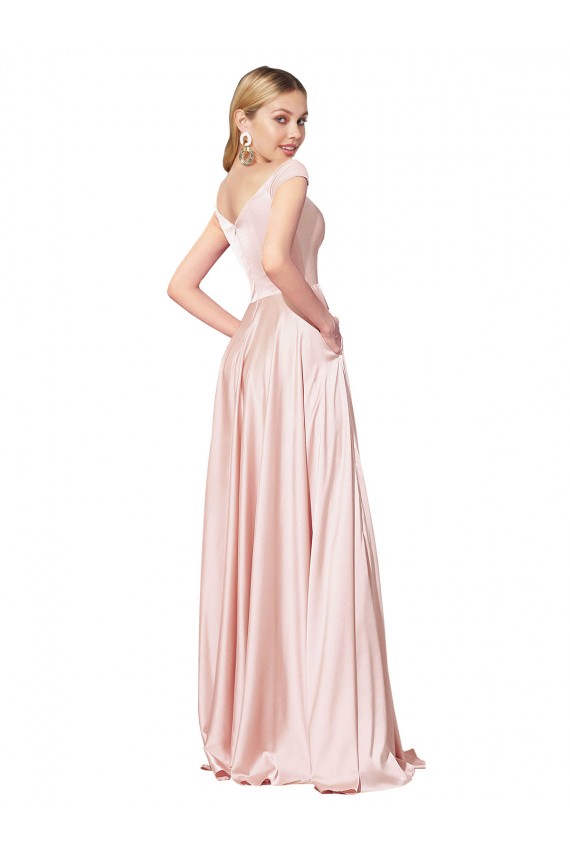 Long Sleeveless Satin Pink A-Line Formal Evening Gown / Prom Dress / Bridesmaid Dress Colchester