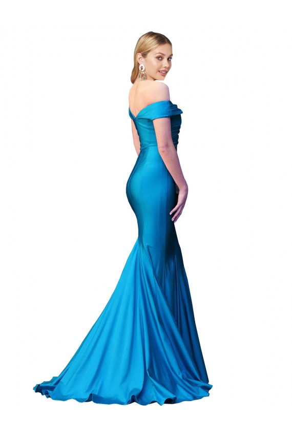 Long Sleeveless Satin Peacock Blue Mermaid Formal Evening Gown / Prom Dress / Bridesmaid Dress Colchester