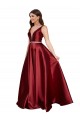 Long Sleeveless Satin Burgundy A-Line Formal Plus Size Evening Gown / Prom Dress / Bridesmaid Dress Colchester