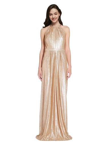 Long Sleeveless Sequin Gold Sheath Formal Evening Gown / Prom Dress / Bridesmaid Dress Colchester