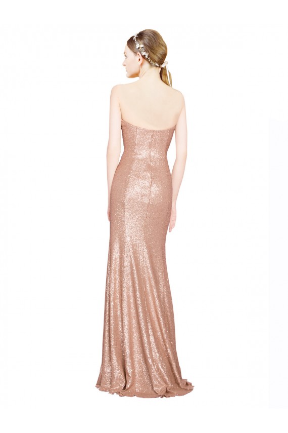 Long Sleeveless Sequin Rose Gold A-Line Formal Evening Gown / Prom Dress / Bridesmaid Dress Colchester