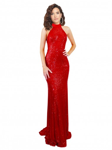 Long Sleeveless Sequin Red Mermaid Formal Evening Gown / Prom Dress / Bridesmaid Dress Colchester