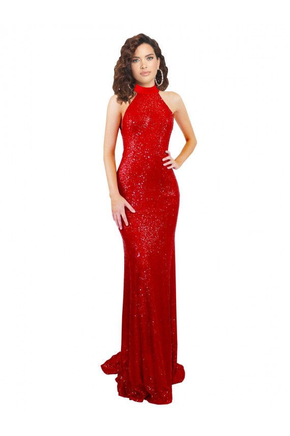 Long Sleeveless Sequin Red Mermaid Formal Evening Gown / Prom Dress / Bridesmaid Dress Colchester