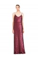 Long Sleeveless Sequin Burgundy A-Line Formal Evening Gown / Prom Dress / Bridesmaid Dress Colchester
