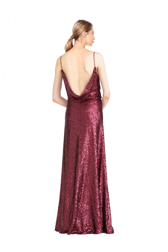 Long Sleeveless Sequin Burgundy A-Line Formal Evening Gown / Prom Dress / Bridesmaid Dress Colchester
