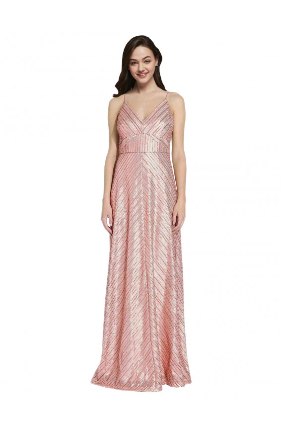 Long Sleeveless Sequin Rose Gold Sheath Formal Evening Gown / Prom Dress / Bridesmaid Dress Colchester