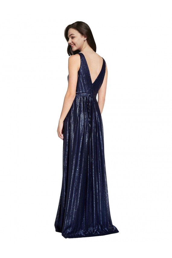 Long Sleeveless Sequin Dark Navy Sheath Formal Evening Gown / Prom Dress / Bridesmaid Dress Colchester