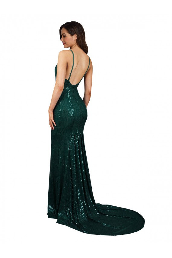 Long Sleeveless Sequin Dark Green Mermaid Formal Evening Gown / Prom Dress / Bridesmaid Dress Colchester