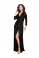 Long Long Sleeves Sequin Black A-Line Formal Dress / Bridesmaid Dress Colchester