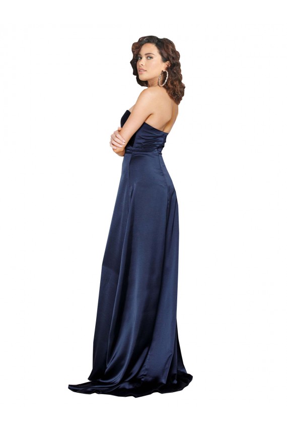 Long Sleeveless Silk like Satin Sapphire Sweetheart A-Line Formal Evening Gown / Prom Dress / Bridesmaid Dress Colchester