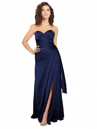 Long Sleeveless Silk like Satin Sapphire A-Line Formal Evening Gown / Prom Dress / Bridesmaid Dress Colchester