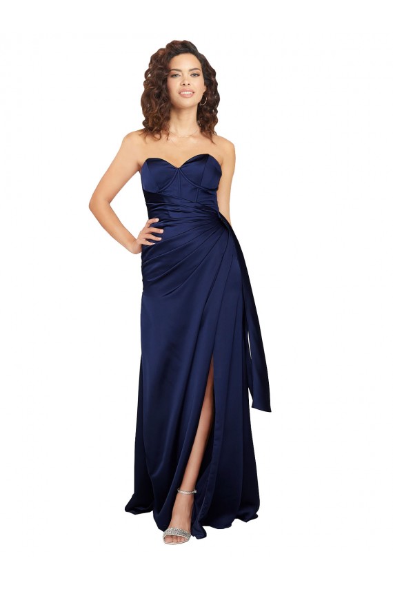Long Sleeveless Silk like Satin Sapphire A-Line Formal Evening Gown / Prom Dress / Bridesmaid Dress Colchester