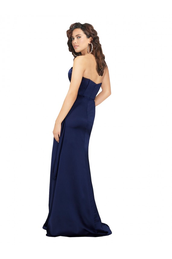 Long Sleeveless Silk like Satin Sapphire A-Line Formal Evening Gown / Prom Dress / Bridesmaid Dress Colchester