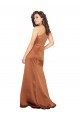Long Sleeveless Silk like Satin Orange A-Line Formal Dress / Bridesmaid Dress Colchester