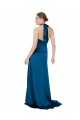 Long Sleeveless Silk like Satin Peacock Blue A-Line Formal Evening Gown / Prom Dress / Bridesmaid Dress Colchester