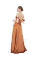 Long Cold Shoulder Silk like Satin Orange A-Line Formal Evening Gown / Prom Dress / Bridesmaid Dress Colchester
