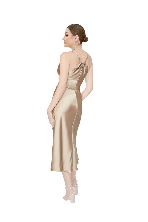 Midi Length Sleeveless Silk like Satin A-Line Formal Evening Gown / Prom Dress / Bridesmaid Dress Colchester