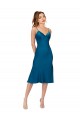 Midi Length Sleeveless Silk like Satin Peacock Blue A-Line Prom Dress / Bridesmaid Dress Colchester