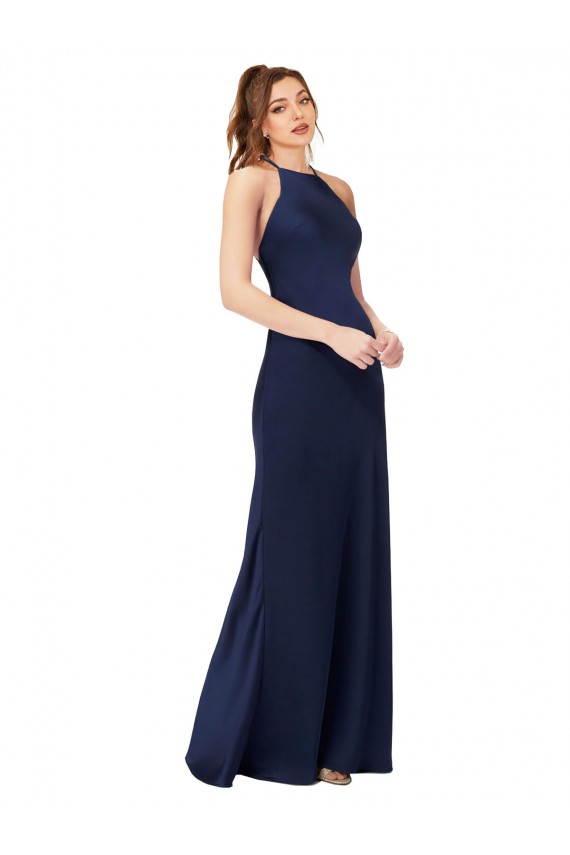 Long Sleeveless Silk like Satin Sapphire Sheath Formal Evening Gown / Prom Dress / Bridesmaid Dress Colchester