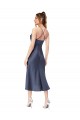 Midi Length Sleeveless Silk like Satin Black Sheath High Low Evening Gown / Prom Dress / Bridesmaid Dress Colchester