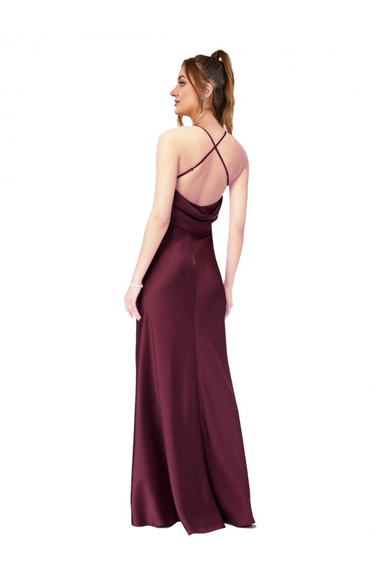 Long Sleeveless Silk like Satin Black Sheath Black Tie Evening Gown / Prom Dress / Bridesmaid Dress Colchester