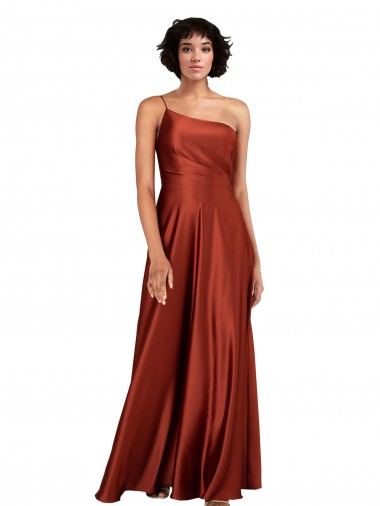 Long Sleeveless Silk like Satin Burnt Orange A-Line Black Tie Evening Gown / Prom Dress / Bridesmaid Dress Colchester