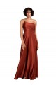 Long Sleeveless Silk like Satin Burnt Orange A-Line Black Tie Evening Gown / Prom Dress / Bridesmaid Dress Colchester