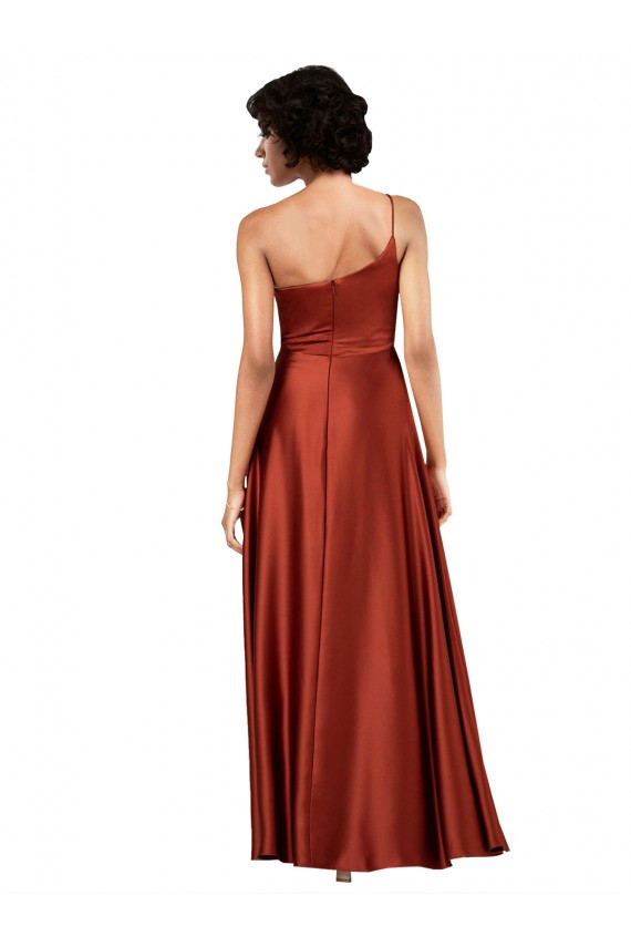 Long Sleeveless Silk like Satin Burnt Orange A-Line Black Tie Evening Gown / Prom Dress / Bridesmaid Dress Colchester