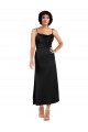Tea Length Sleeveless Silk like Satin Black A-Line Formal Evening Gown / Prom Dress / Bridesmaid Dress Colchester