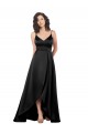 Long Sleeveless Silk like Satin Black A-Line High Low Evening Gown / Prom Dress / Bridesmaid Dress Colchester