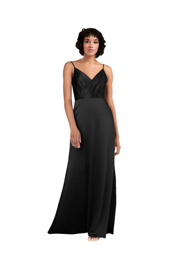Long Sleeveless Silk like Satin Black Column Formal Evening Gown / Prom Dress / Bridesmaid Dress Colchester