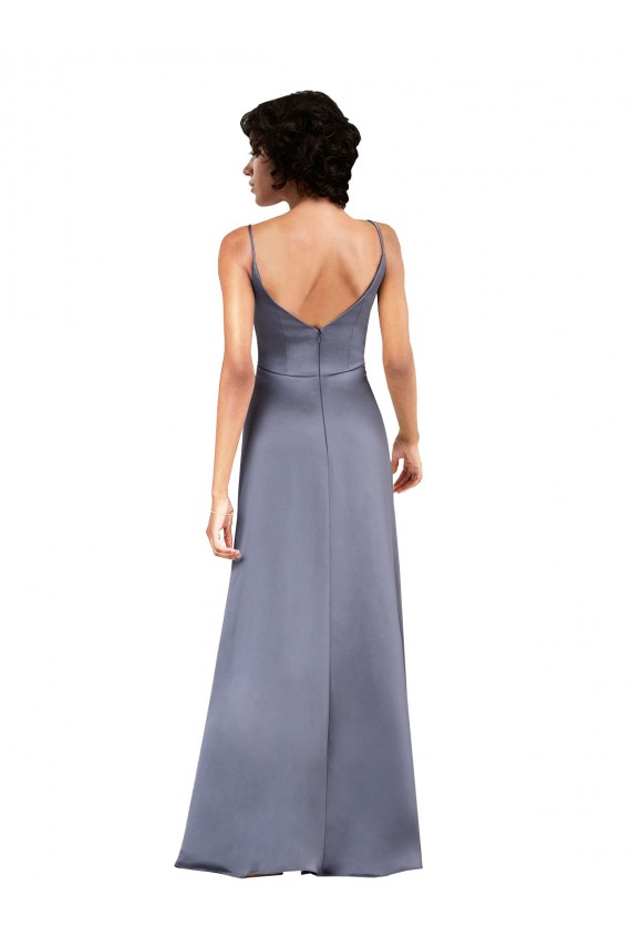 Long Sleeveless Silk like Satin Black Column Formal Evening Gown / Prom Dress / Bridesmaid Dress Colchester