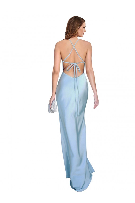 Long Sleeveless Silk like Satin Light Sky Blue Sheath Formal Evening Gown / Prom Dress / Bridesmaid Dress Colchester