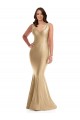 Long Sleeveless Silk like Satin Soft Gold V-Neck Mermaid Formal Plus Size Evening Gown / Prom Dress / Bridesmaid Dress Colchester