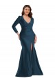 Long Long Sleeves Silk like Satin Atlantic Blue Mermaid Formal Plus Size Evening Gown / Prom Dress / Bridesmaid Dress Colchester