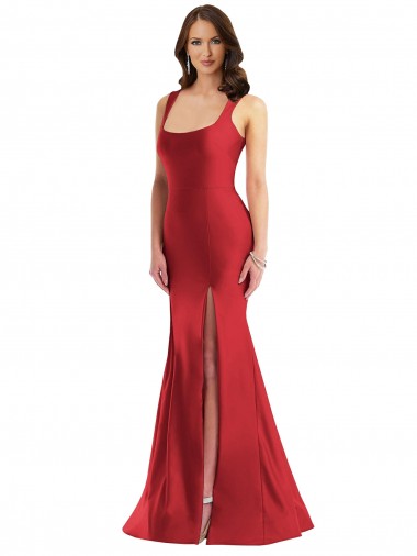 Long Sleeveless Silk like Satin Red Mermaid Formal Plus Size Evening Gown / Prom Dress / Bridesmaid Dress Colchester