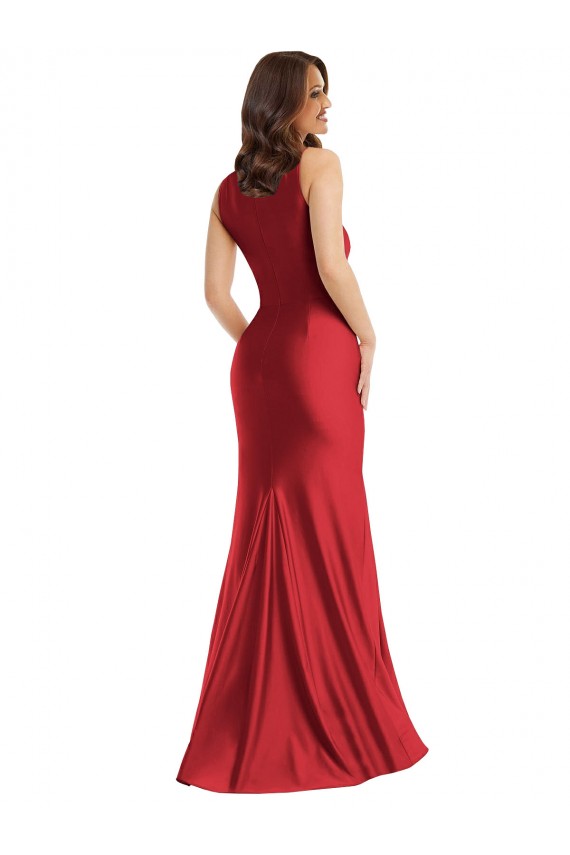 Long Sleeveless Silk like Satin Red Mermaid Formal Plus Size Evening Gown / Prom Dress / Bridesmaid Dress Colchester