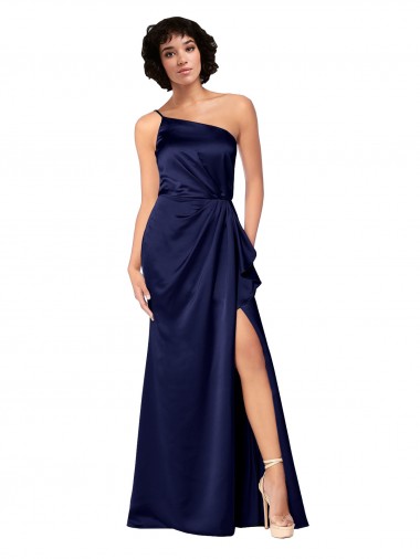 Long Sleeveless Silk like Satin Sapphire A-Line Black Tie Evening Gown / Prom Dress / Bridesmaid Dress Colchester