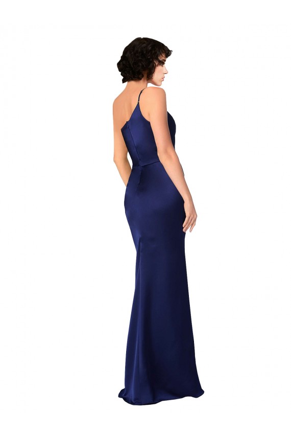 Long Sleeveless Silk like Satin Sapphire A-Line Black Tie Evening Gown / Prom Dress / Bridesmaid Dress Colchester