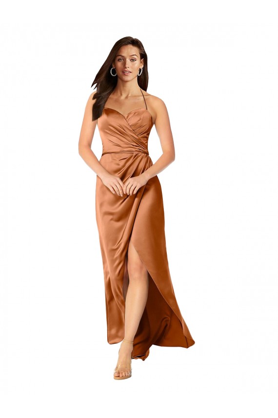 Long Sleeveless Silk like Satin Orange A-Line High Low Evening Gown / Prom Dress / Bridesmaid Dress Colchester
